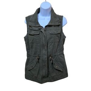 Olive Green Sleeveless Utility Vest W Chore Pockets boho gorpcore granola girl